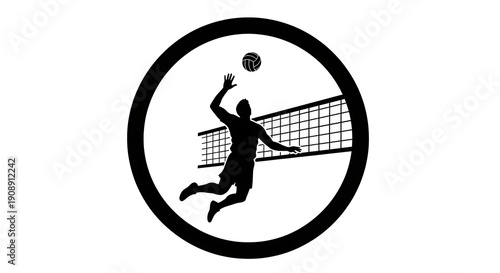Professional volleyball player in dynamic jump spike action