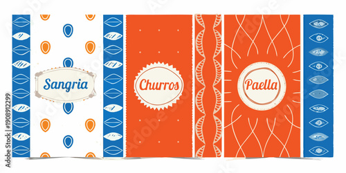 A colorful illustration showcasing spanish food and drink items