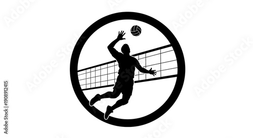 Dynamic volleyball player in action silhouette