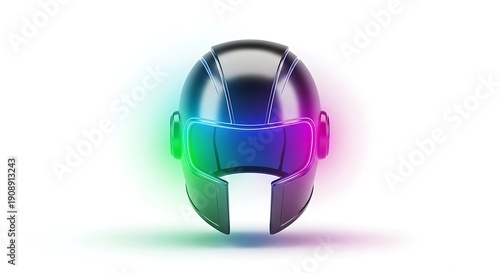 Vibrant futuristic helmet with neon light effects