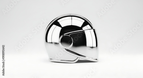 Shiny metal object with reflective surface and circular hole