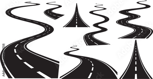 Multiple roads with different directions and turns ahead