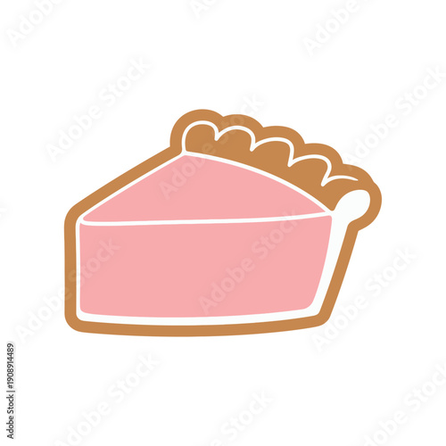Pink Pie Slice Cartoon Illustration.
