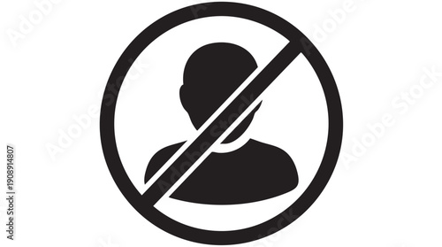 Black and white no user icon vector