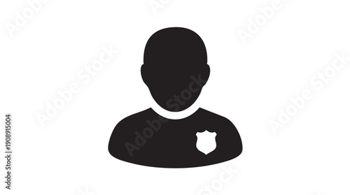 Black Silhouette Police Officer Icon Vector