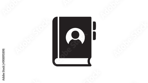 Black Contact Book Icon Vector Illustration