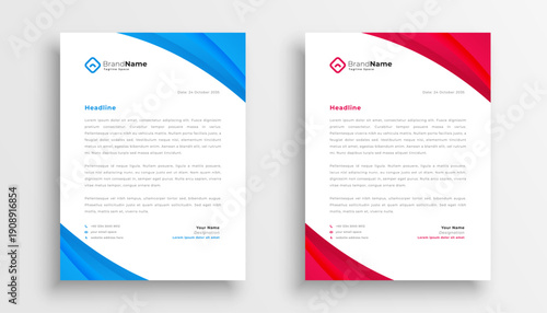 set of two modern letterhead layout for corporate branding
