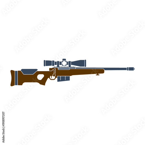 Rifle with Scope and Wooden Stock.