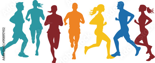  Silhouette Runners Running Sports Silhouettes Set