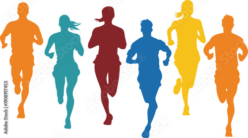  Silhouette Runners Running Sports Silhouettes Set