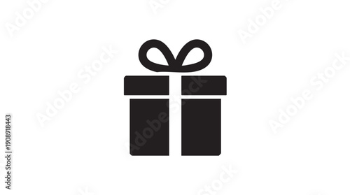 Black Gift Box with Bow Vector Icon
