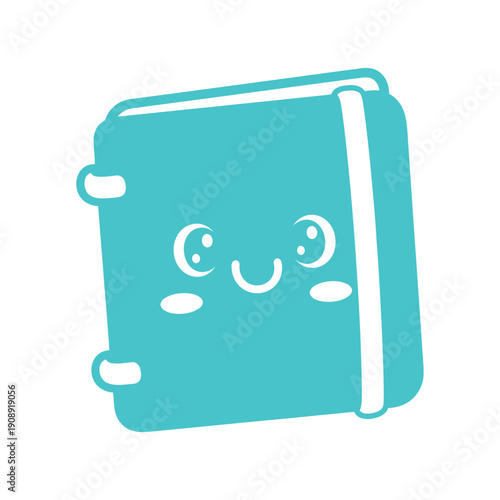 Smiling Cartoon Notebook with Happy Face.