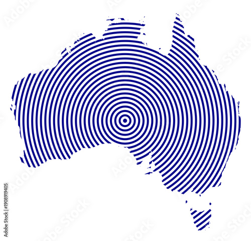 Blue Circle Lines Australia Map Oceania Country