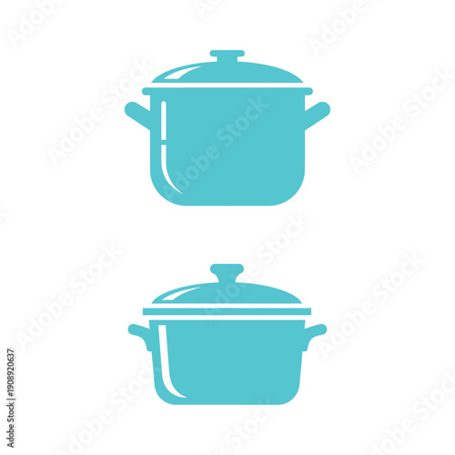 Teal Colored Cooking Pots with Lids.