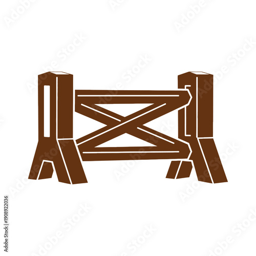 Wooden Gate Illustration with Brown Color.