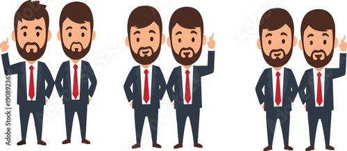 Cartoon businessman character vector set with professional male office worker in different poses and gestures