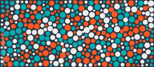 Colorful Circle Pattern Background with Teal Orange and White.