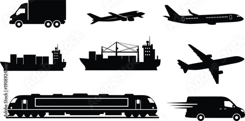 Transportation Vehicles Silhouettes