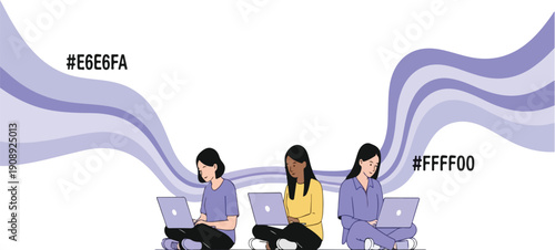 Diverse Women Remote Work Collaboration with Digital Flow