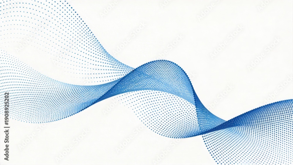 Fototapeta premium Abstract dotted wave illustration with flowing data motion,minimal modern background,technology visualization,scientific analytics concept and digital communication design