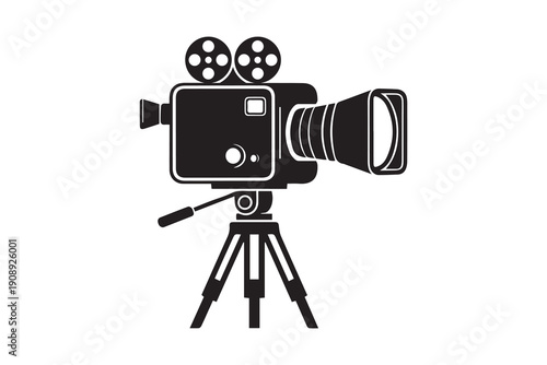 Film camera silhouette with white background