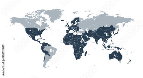 Global map with arrows indicating movement and connections