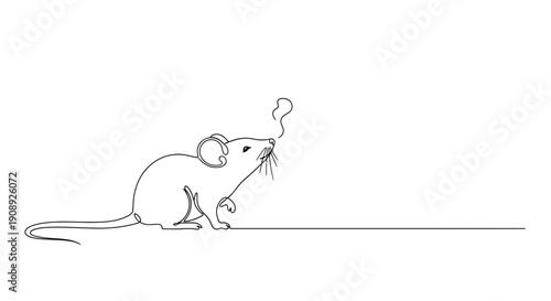 Curious mouse sniffing the air, a small creature in its environment