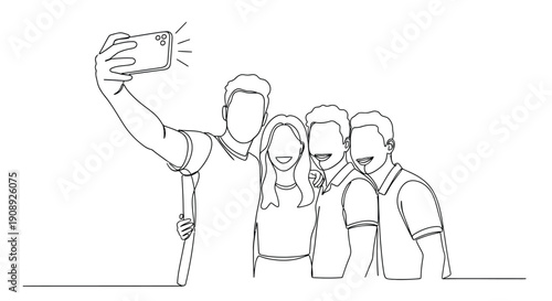 Group of friends taking a selfie, capturing a happy moment together