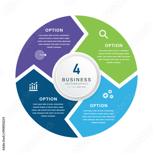 Segmented Circular 4 Option Business Infographic