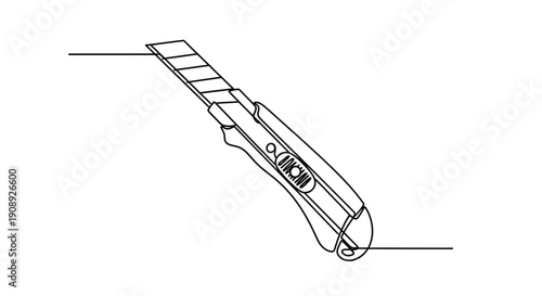 Single line illustration of a tilted utility knife, clean design