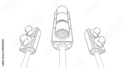 Three traffic lights arranged in a triangle, clean line art illustration