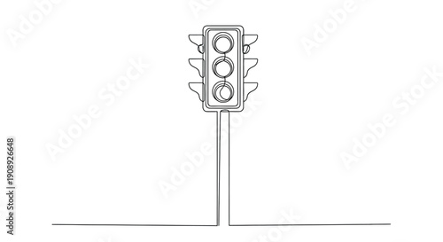 Continuous line drawing of a single traffic light