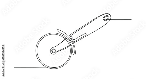 Pizza cutter in a simple continuous line drawing