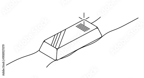 Single gold bar with markings, line art on a wavy line
