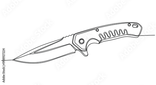 Minimalist Line Art of a Folding Pocket Knife