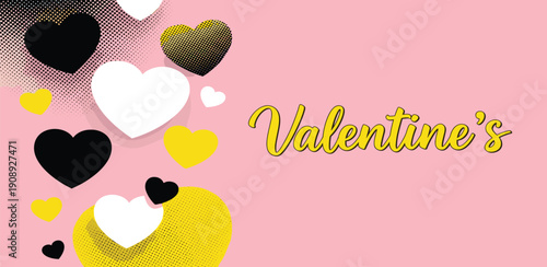 Valentine's Day celebration with hearts and love in a festive atmosphere, viewed from directly above