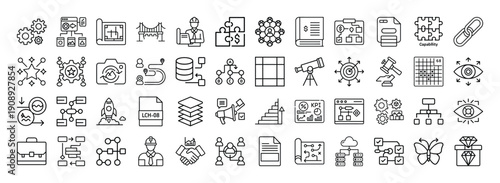 Collection of business and technology related icons and symbols for various uses
