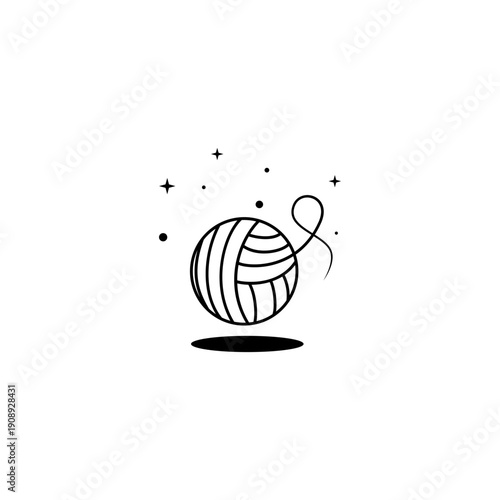 knitted wool ball logo with line art design style