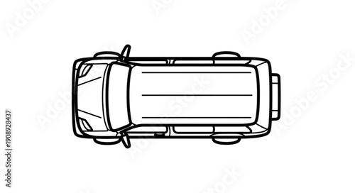 Top view line drawing of a modern SUV vehicle.