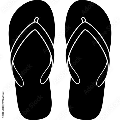 Minimalist Black Flip Flops Vector Illustration
