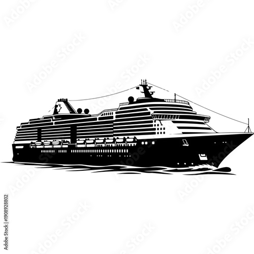 Modern Cruise Ship Vector Illustration