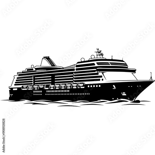Modern Cruise Ship Vector Illustration