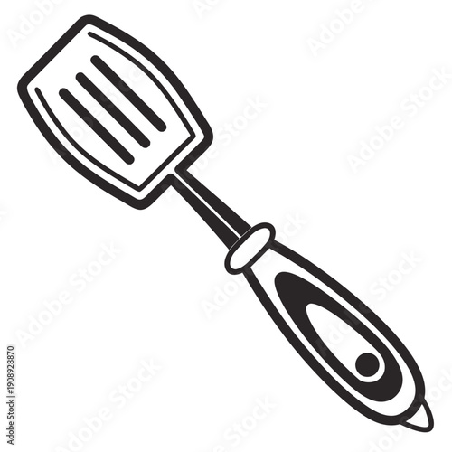 A black and white image of a spatula Vector