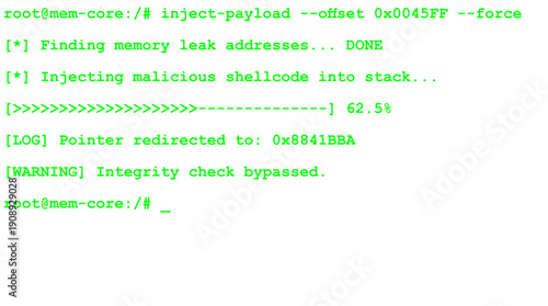 Mockup Hacker Terminal command attack simulation - Green text