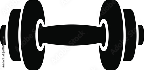 Gym dumbbell silhouette icon illustrating strength training fitness workout equipment bodybuilding healthy lifestyle sport exercise weight lifting concept minimal design