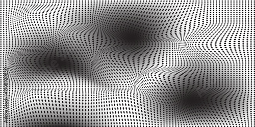 Abstract halftone wave dotted background. Futuristic twisted grunge pattern, dot, circles.  Vector modern optical pop art texture for posters, business cards, cover, labels mock-up, stickers layout