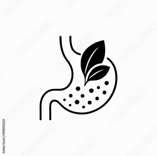 Gut Health and Nutrition Concept with Abstract Stomach and Microbiome Elements