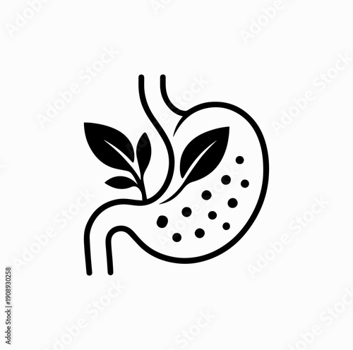 Gut Health and Nutrition Concept with Abstract Stomach and Microbiome Elements