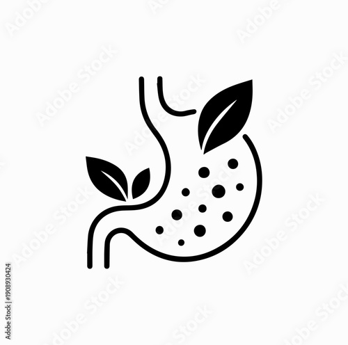 Gut Health and Nutrition Concept with Abstract Stomach and Microbiome Elements