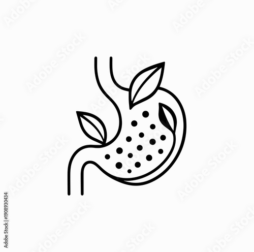 Gut Health and Nutrition Concept with Abstract Stomach and Microbiome Elements